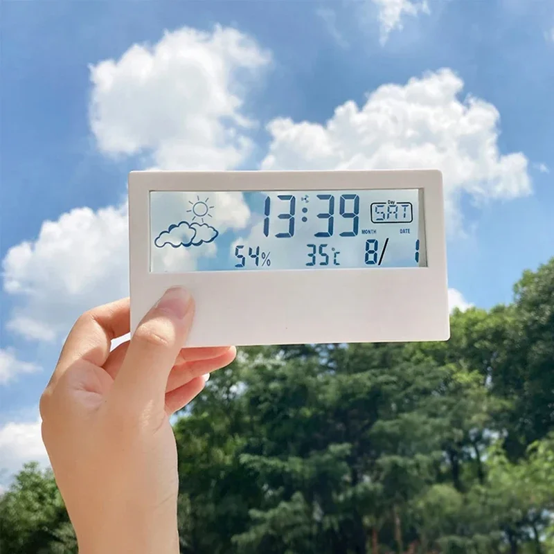 Transparent LCD Desk Clock with Temperature & Humidity – view 4