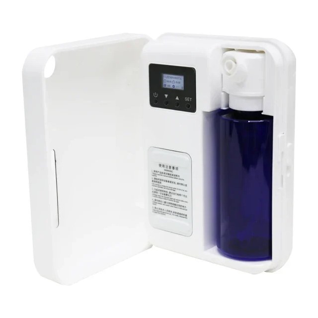 Wi-Fi Wall-Mounted Aroma Diffuser – open view with oil bottle