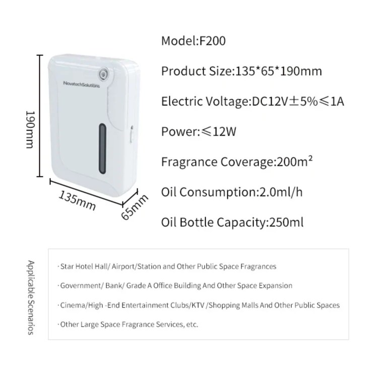 Wi-Fi Wall-Mounted Aroma Diffuser – dimensions and specifications