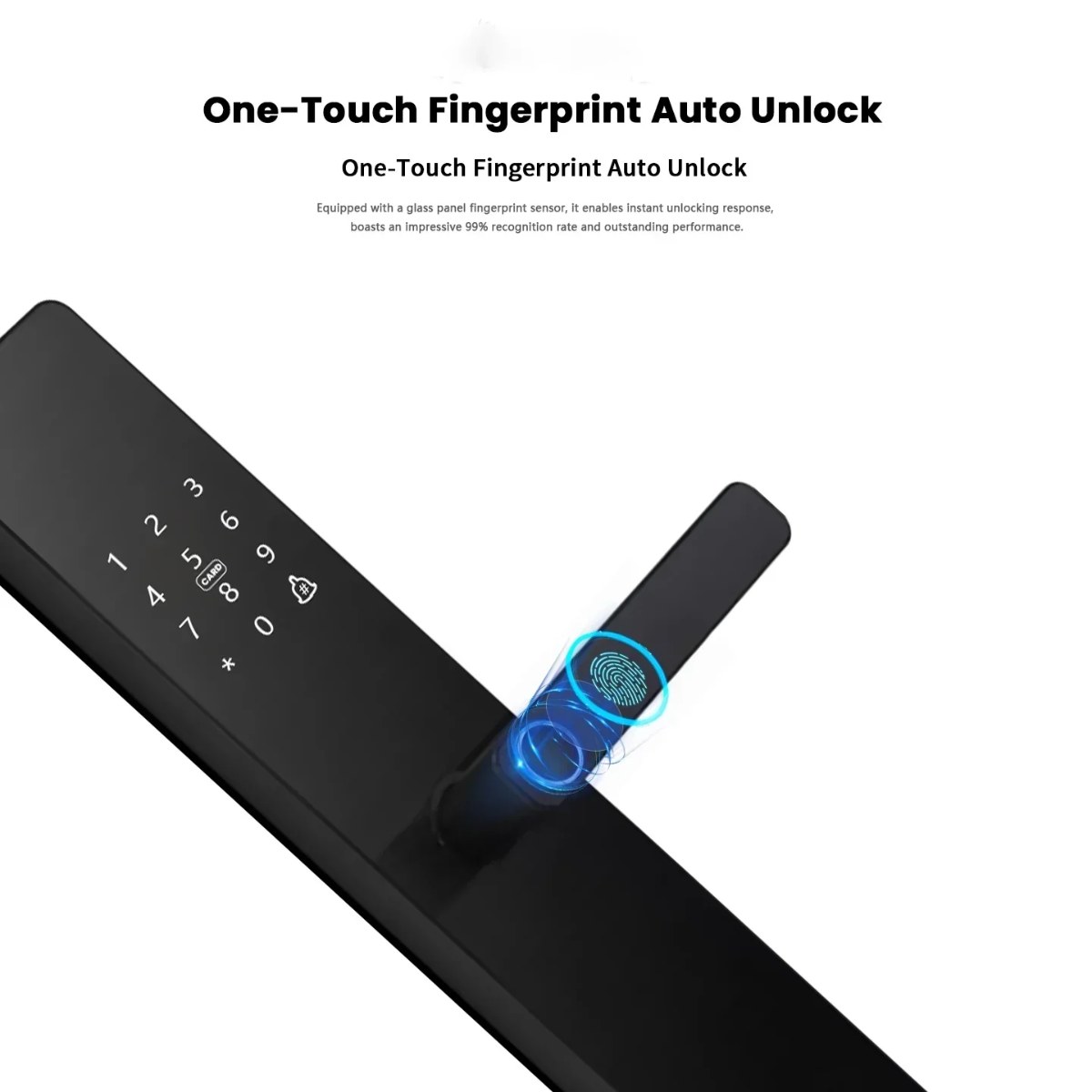 Smart Door Handle Lock – fingerprint unlock close-up